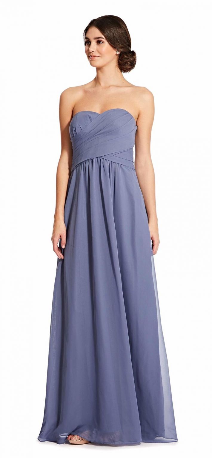 Weddington Way Charlotte Strapless Chiffon Dress with Pleated Bod